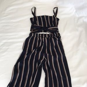 Striped Zip Top And Wide Leg Pants